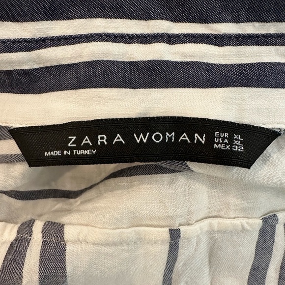 Zara Woman Linen Blend Long Maxi Shirt Dress Vertical  Stripes XL NWOT - Picture 6 of 11